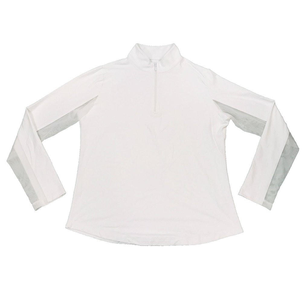 Ibkul Womens Medium Sun Shirt Quarter Zip White Mesh UPF 50+ Golf Activewear BV9